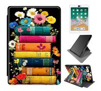 Dikoer for iPad mini 7 A17 Pro 2024/Mini 6 2021 Case 8.3 Inch, 360 Degree Rotating Adjustable Stand Smart Leather Tablet Cover for Women Men, Flower Book Black