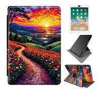Dikoer for iPad mini 7 A17 Pro 2024/Mini 6 2021 Case 8.3 Inch, 360 Degree Rotating Adjustable Stand Smart Leather Tablet Cover for Women Men, Sunset Flower Meadow