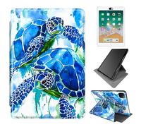 Dikoer for iPad Pro 11 Inch 2024 M4 Tablet Case with 2 * Camera Cover, 360 Degree Rotating Adjustable Stand Smart Case for iPad Pro 11 Inch 2024 5th Generation, Blue Sea Turtle