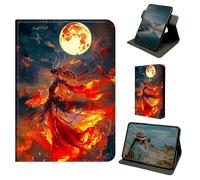 Dikoer for iPad Pro 11 Inch M5 2025 / M4 2024 Tablet Case, 360 Degree Rotating Stand Smart Folio Protective Cover with Auto Sleep/Wake for Women Men, Moon Flame Man