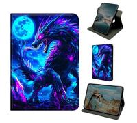 Dikoer for iPad Pro 11 Inch M5 2025 / M4 2024 Tablet Case, 360 Degree Rotating Stand Smart Folio Protective Cover with Auto Sleep/Wake for Women Men, Blue Moon Dragon