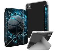 Dikoer for iPad Pro 13 Inch M4 2024 7th Generation Clear Case, Slim Transparent Back Shell Kickstand Stand Shockproof Protection Women Men Cover[Built-in Pencil Holder], Basketball Ice Basketball