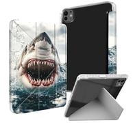 Dikoer for iPad Pro 13 Inch M4 2024 7th Generation Clear Case, Slim Transparent Back Shell Kickstand Stand Shockproof Protection Women Men Tablet Cover[Built-in Pencil Holder], Wave Shark