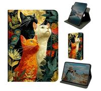 Dikoer for iPad Pro 13 Inch M5 2025/ M4 2024 Tablet Case, 360 Degree Rotating Stand Smart Folio Protective Cover with Auto Sleep/Wake for Women Men, Three Cats Flower