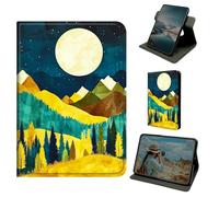 Dikoer for Kindle Fire HD 8 & 8 Plus 12th/10th Generation 2024/2022/2020 Release Case, 360 Degree Rotating Stand Smart Folio Protective Cover with Auto Sleep/Wake for Women Men, Deep Blue Mountains