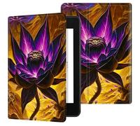 Dikoer for Kindle Scribe 10.2 Inch 2022/2024 Released Tablet Case, Slim Kickstand Stand Leather Smart Cover with Auto Wake/Sleep, Purple Flaming Lotus Leaf
