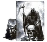 Dikoer for Microsoft Surface Pro 8 13 Inch 2021 Tablet Case, Slim Kickstand Stand Leather Smart Cover for Women Men with Auto Wake/Sleep, Grey Skull