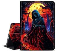 Dikoer for Microsoft Surface Pro 8 13 Inch 2021 Tablet Case, Slim Kickstand Stand Leather Smart Cover for Women Men with Auto Wake/Sleep, Red Skull
