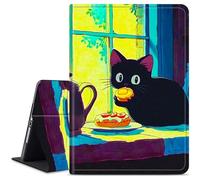Dikoer for Microsoft Surface Pro 8 13 Inch 2021 Tablet Case, Slim Kickstand Stand Leather Smart Cover for Women Men with Auto Wake/Sleep, Black Cat Egg