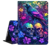 Dikoer for Microsoft Surface Pro 8 13 Inch 2021 Tablet Case, Slim Kickstand Stand Leather Smart Cover for Women Men with Auto Wake/Sleep, Skull Purple Eagle