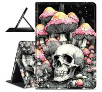 Dikoer for Microsoft Surface Pro X & Pro Plus+ 13" 2019/2020/2021/2024 Case, Slim Leather Anti-Slip Multi-Angle Viewing Stand Shockproof Protective Smart Cover for Travel Office, Pink Mushroom Skull
