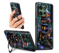 Dikoer for Motorola Moto G Power 5G 2025 Kickstand Case with 360 Degree Rotatable Ring Holder Stand for Women Men, Rugged Hard Bumper Full Body Shockproof Case, Purple Mushroom Castle