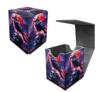 Dikoer for MTG Commander Deck Box Fit Trading Cards, 100+ Sleeved Cards with PU Leather Magnetic Medium Card Storage Case for TCG CCG Magic Sports Cards Man Woman Gift, Skull Owl