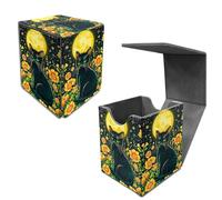 Dikoer for MTG Commander Deck Box Fit Trading Cards, 100+ Sleeved Cards with PU Leather Magnetic Medium Card Storage Case for TCG CCG Magic Sports Cards Man Woman Gift, Black Cat Yellow Moon