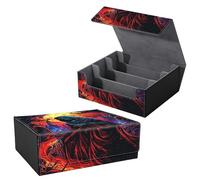 Dikoer for MTG Commander Deck Box Fit Trading Cards, 1800+ Sleeved Cards with PU Leather Magnetic Large Card Storage Case for TCG CCG Magic Sports Cards Man Woman Gift, Red Skull