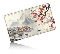 Dikoer for MTG Playmat 24" x 14", Card Play Mat Stitched Edges Commander Deck Non Slip Rubber Gameplay Desk Pad for DTCG CCG RPG TCG Trading Cards Inked Game with A Zones - Watercolor Peach Blossoms