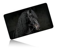 Dikoer for MTG Playmat 24 x 14 Inches, Card Play Mat Stitched Edges Commander Deck Non Slip Rubber Gameplay Desk Pad for DTCG CCG RPG TCG Trading Cards Inked Game with No Zones - Black Cool Horse