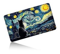 Dikoer for MTG Playmat 24 x 14 Inches, Card Play Mat Stitched Edges Commander Deck Non Slip Rubber Gameplay Desk Pad for DTCG CCG RPG TCG Trading Cards Inked Game with No Zones - Galaxy Black Cat