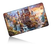 Dikoer for MTG Playmat 24 x 14 Inches, Card Play Mat Stitched Edges Commander Deck Non Slip Rubber Gameplay Desk Pad for DTCG CCG RPG TCG Trading Cards Inked Game with No Zones - Purple Castle