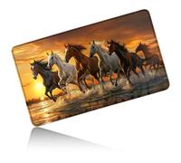 Dikoer for MTG Playmat 24 x 14 Inches, Card Play Mat Stitched Edges Commander Deck Non Slip Rubber Gameplay Desk Pad for DTCG CCG RPG TCG Trading Cards Inked Game with No Zones - Running Horse