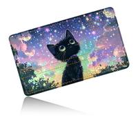 Dikoer for MTG Playmat 24 x 14 Inches, Card Play Mat Stitched Edges Commander Deck Non Slip Rubber Gameplay Desk Pad for DTCG CCG RPG TCG Trading Cards Inked Game with C Zones - Black Cat in The Sky