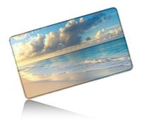 Dikoer for MTG Playmat 24 x 14 Inches, Card Play Mat Stitched Edges Commander Deck Non Slip Rubber Gameplay Desk Pad for DTCG CCG RPG TCG Trading Cards Inked Game with No Zones - Blue Beach 1