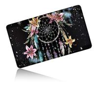 Dikoer for MTG Playmat 24 x 14 Inches, Card Play Mat Stitched Edges Commander Deck Non Slip Rubber Gameplay Desk Pad for DTCG CCG RPG TCG Trading Cards Inked Game with No Zones - Flower Dreamcatcher