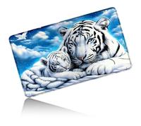 Dikoer for MTG Playmat 24 x 14 Inches, Card Play Mat Stitched Edges Commander Deck Non Slip Rubber Gameplay Desk Pad for DTCG CCG RPG TCG Trading Cards Inked Game with No Zones - White Tiger