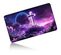 Dikoer for MTG Playmat 24 x 14 Inches, Card Play Mat Stitched Edges Commander Deck Non Slip Rubber Gameplay Desk Pad for DTCG CCG RPG TCG Trading Cards Inked Game with No Zones - Purple Sky Flower