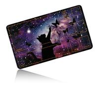 Dikoer for MTG Playmat 24 x 14 Inches, Card Play Mat Stitched Edges Commander Deck Non Slip Rubber Gameplay Desk Pad for DTCG CCG RPG TCG Trading Cards Inked Game with C Zones - Black Cat Stars