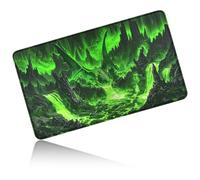 Dikoer for MTG Playmat 24 x 14 Inches, Card Play Mat Stitched Edges Commander Deck Non Slip Rubber Gameplay Desk Pad for DTCG CCG RPG TCG Trading Cards Inked Game with No Zones - Green Mountains