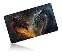 Dikoer for MTG Playmat 24 x 14 Inches, Card Play Mat Stitched Edges Commander Deck Non Slip Rubber Gameplay Desk Pad for DTCG CCG RPG TCG Trading Cards Inked Game with No Zones - Dragon Flame