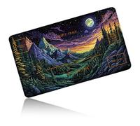 Dikoer for MTG Playmat 24 x 14 Inches, Card Playmat Stitched with Magic Zones Commander Deck Gaming Desk Mat Card Gameplay Pad for MTG TCG Trading Card Inked Game - Sunset Mountain Forest