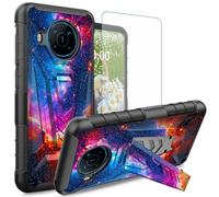 Dikoer for Nokia X100 Case with Tempered Glass Screen Protector, Heavy Duty Dual Layer Built-in Kickstand Rugged Shockproof Protective Mobile Phone Accessories Cover for Women Men, Galaxy Dream