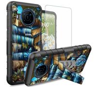 Dikoer for Nokia X100 Case with Tempered Glass Screen Protector, Heavy Duty Dual Layer Built-in Kickstand Rugged Shockproof Protective Mobile Phone Accessories Cover for Women Men, Blue Book