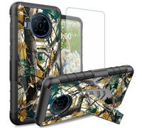 Dikoer for Nokia X100 Case with Tempered Glass Screen Protector, Heavy Duty Dual Layer Built-in Kickstand Rugged Shockproof Protective Mobile Phone Accessories Cover for Women Men, Forest Branches