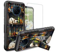 Dikoer for Nokia X100 Case with Tempered Glass Screen Protector, Heavy Duty Dual Layer Built-in Kickstand Rugged Shockproof Protective Mobile Phone Accessories Cover for Women Men, Cat Book Bottle