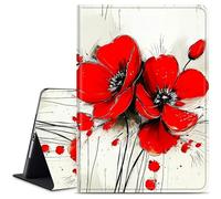 Dikoer for Samsung Galaxy Tab A 10.1" 2016 (SM-T580/T585, Not for 2019) Tablet Case, Multiple Viewing Angles & Kickstand Back Case Drop Protection Smart Cover, Red Daisy