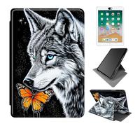 Dikoer for Samsung Galaxy Tab A 10.1" (2019) SM-T510/T515/T517 Case, 360 Degree Rotating Adjustable Stand Smart Leather Tablet Cover for Women Men, Wolf Orange Butterfly