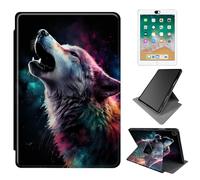 Dikoer for Samsung Galaxy Tab A 10.1" (2019) SM-T510/T515/T517 Case, 360 Degree Rotating Adjustable Stand Smart Leather Tablet Cover for Women Men, Proud Wolf
