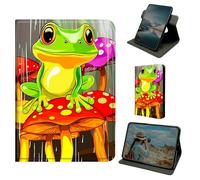 Dikoer for Samsung Galaxy Tab A 8.0" 2017 SM-T380/T385 Case, 360 Degree Rotating Stand Smart Folio Protective Cover with Auto Sleep/Wake for Women Men, Green Frog Mushroom