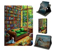 Dikoer for Samsung Galaxy Tab A 8.0" 2019 SM-T290/T295 Case, 360 Degree Rotating Stand Smart Folio Protective Cover with Auto Sleep/Wake for Women Men, Green Library