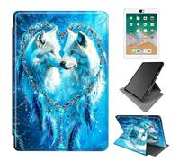 Dikoer for Samsung Galaxy Tab A 8.0 Inch 2017 SM-T380/T385 Case, 360 Degree Rotating Adjustable Stand Smart Leather Tablet Cover for Women Men, Galaxy White Wolf