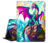 Dikoer for Samsung Galaxy Tab A 8.0 Inch 2019 Model SM-T290/T295 Tablet Case, Slim KickstandStand Leather Smart Cover with Auto Wake/Sleep, Purple Feather Dragon