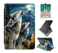 Dikoer for Samsung Galaxy Tab A 8.0 Inch 2019 SM-T290/T295 Case, 360 Degree Rotating Adjustable Stand Smart Leather Tablet Cover for Women Men, Wolf Forest Mountains