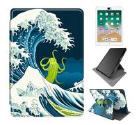 Dikoer for Samsung Galaxy Tab A9 Plus/A9+ 5G 11 Inch 2023 SM X210/X215/X216/X218 Tablet Case with 2 * Camera Cover, 360 Degree Rotating Adjustable Stand Smart Case, Ocean Waves Ocean