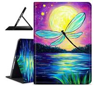 Dikoer for Samsung Galaxy Tab A9 Plus/A9+ 5G 11 Inch 2023 Tablet Case, Slim Kickstand Stand Leather Smart Cover with Auto Wake/Sleep for Women Men, Moon Dragonfly River