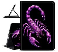 Dikoer for Samsung Galaxy Tab E 9.6" 2015 SM-T560/T561/T567 Tablet Case, Slim Kickstand Stand Leather Smart Cover with Auto Wake/Sleep for Women Men, Purple Scorpion