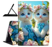 Dikoer for Samsung Galaxy Tab E 9.6" 2015 SM-T560/T561/T567 Tablet Case, Slim Kickstand Stand Leather Smart Cover with Auto Wake/Sleep for Women Men, Blue Dress Cat