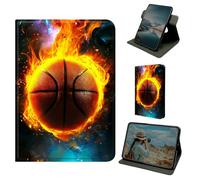 Dikoer for Samsung Galaxy Tab S10 Plus 2024/S9 FE+/S9 Plus 12.4 Inch 2023 Case, 360 Degree Rotating Stand Smart Folio Protective Cover with Auto Sleep/Wake for Women Men, Flame Basketball